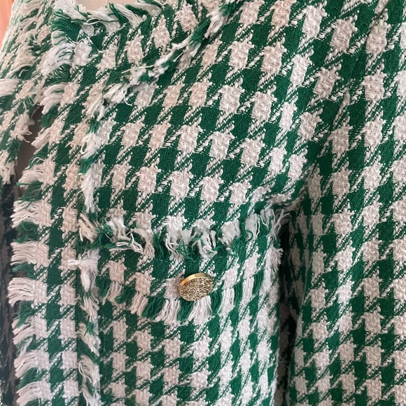 Nanette Lepore Green Houndstooth Jacket EUC Medium - Picture 7 of 9